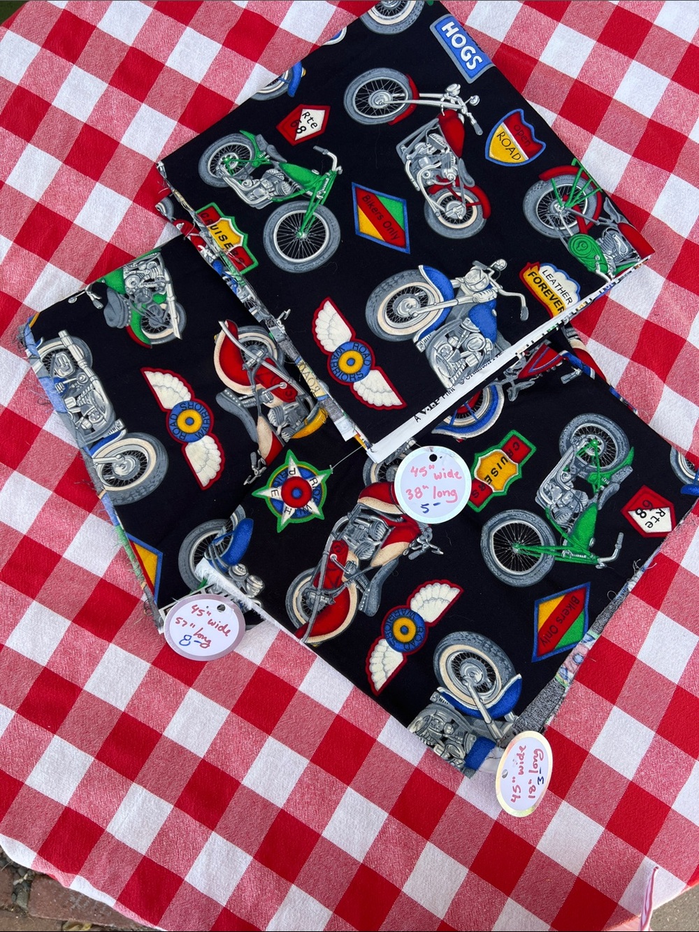 VIP Cranston Motorcycle Print Fabric 💯% Cotton 3 Pieces Approx. 9.5 yards LNWOT